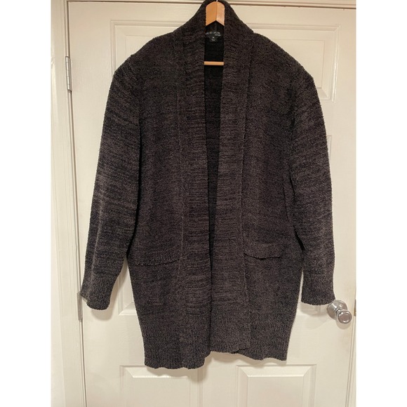 Barefoot Dreams CozyChic Cali Cardi Sweater Open Front Cardigan Carbon Black 3X - Picture 1 of 8